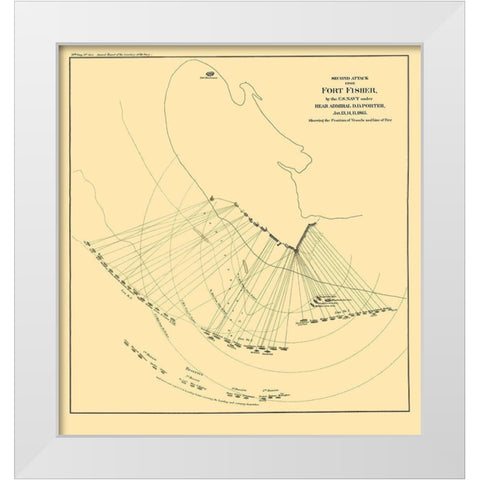 Fort Fisher North Carolina Second Attack White Modern Wood Framed Art Print by Porter