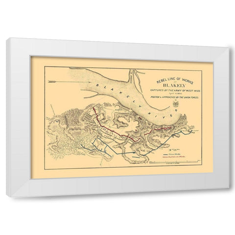 Fort Blakely Battle - US Army Corps 1865 White Modern Wood Framed Art Print by US Army Corps