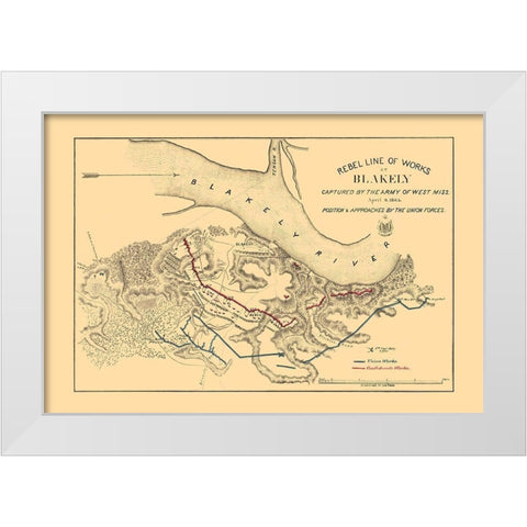 Fort Blakely Battle - US Army Corps 1865 White Modern Wood Framed Art Print by US Army Corps