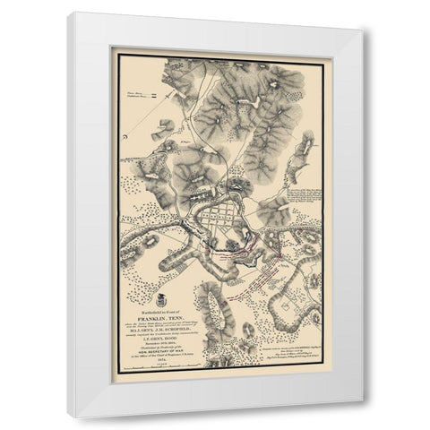 Franklin Tennessee Battlefield - Schofield 1874 White Modern Wood Framed Art Print by Schofield