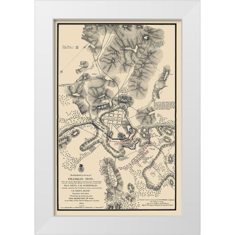 Franklin Tennessee Battlefield - Schofield 1874 White Modern Wood Framed Art Print by Schofield