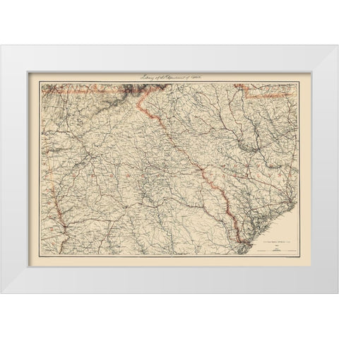Georgia South Carolina - Bache 1861 White Modern Wood Framed Art Print by Bache