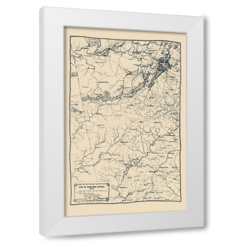 Northern Georgia - Merrill 1864 White Modern Wood Framed Art Print by Merrill