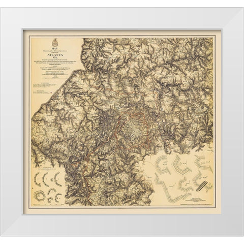 Military Operations Atlanta Georgia - Bien 1875 White Modern Wood Framed Art Print by Bien