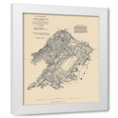 Battlefield of Chickamauga Georgia - Thomas 1864 White Modern Wood Framed Art Print by Thomas