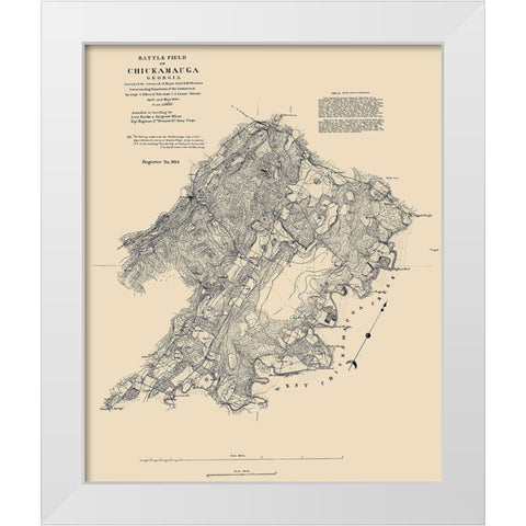 Battlefield of Chickamauga Georgia - Thomas 1864 White Modern Wood Framed Art Print by Thomas