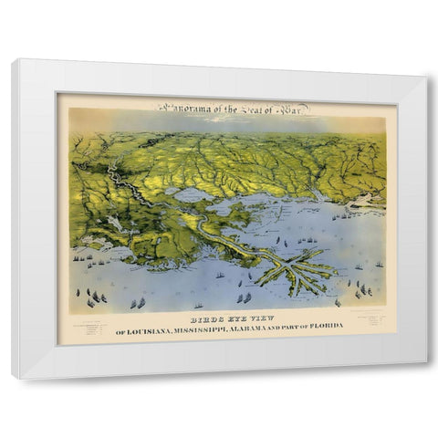 Louisiana Mississippi Alabama Florida White Modern Wood Framed Art Print by Bachmann