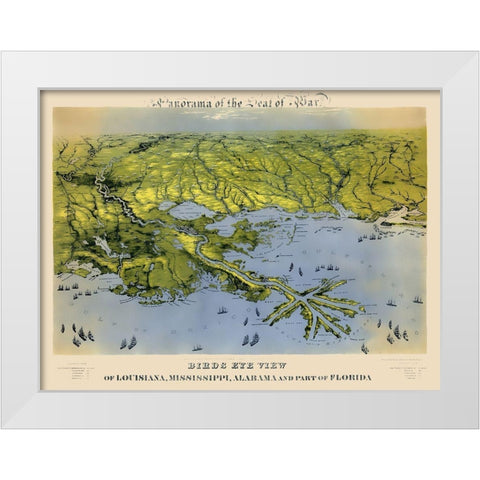 Louisiana Mississippi Alabama Florida White Modern Wood Framed Art Print by Bachmann