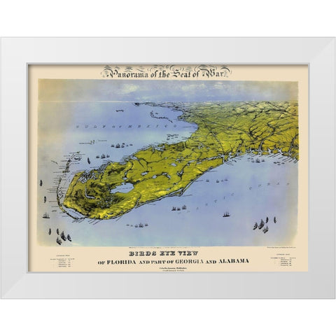 Florida Georgia Alabama - Bachmann 1861 White Modern Wood Framed Art Print by Bachmann