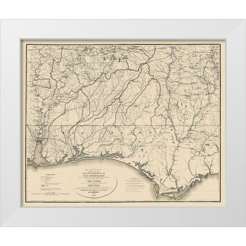 Military Departments of Cumberland - Callahan 1863 White Modern Wood Framed Art Print by Callahan