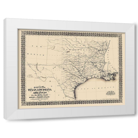 Campaign of Texas Louisiana Arkansas White Modern Wood Framed Art Print by Blessington
