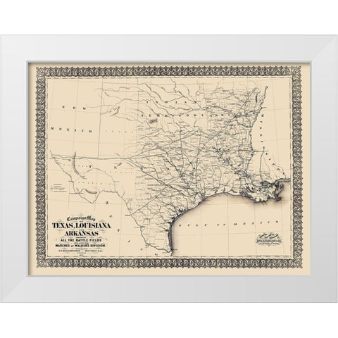 Campaign of Texas Louisiana Arkansas White Modern Wood Framed Art Print by Blessington