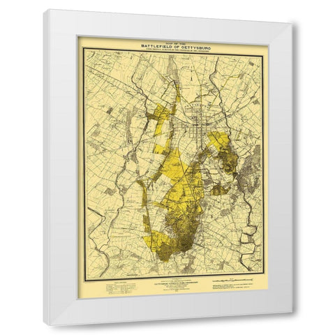 Battlefield of Gettysburg Pennsylvania White Modern Wood Framed Art Print by Hammond