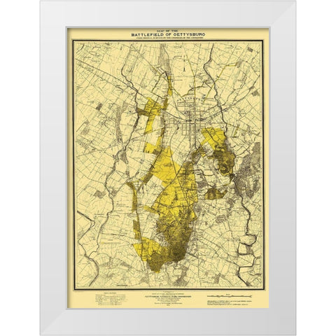 Battlefield of Gettysburg Pennsylvania White Modern Wood Framed Art Print by Hammond