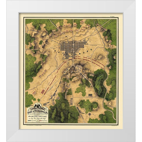 Battle of Gettysburg Pennsylvania - Willcox 1863 White Modern Wood Framed Art Print by Willcox