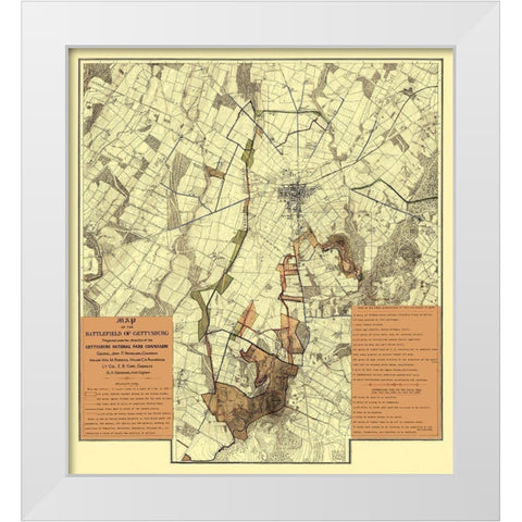 Battle Gettysburg Under Gettysburg National Park White Modern Wood Framed Art Print by Hammond
