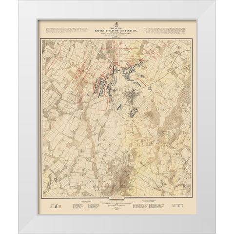 Gettysburg Battlefield First Days Battle White Modern Wood Framed Art Print by Warren