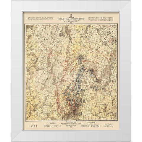 Gettysburg Battlefield Second Days Battle White Modern Wood Framed Art Print by Warren