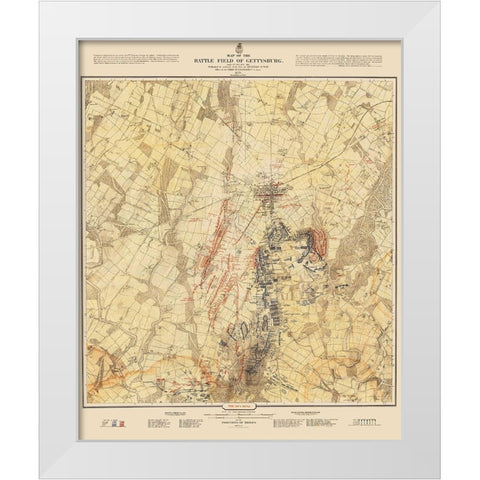 Gettysburg Battlefield Third Days Battle White Modern Wood Framed Art Print by Warren