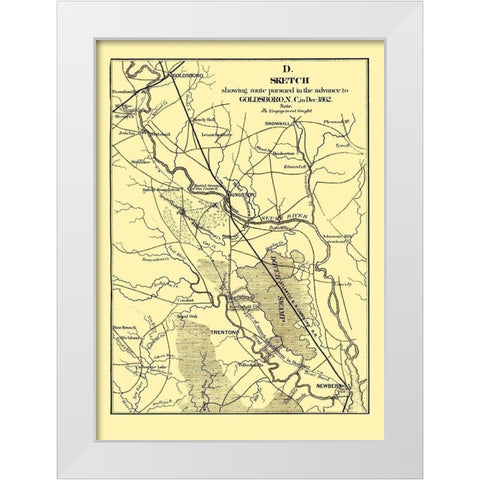 Goldsboro North Carolina - Bowen 1866 White Modern Wood Framed Art Print by Bowen