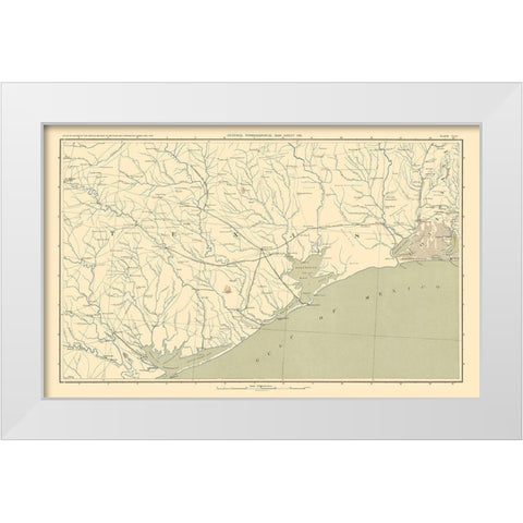 Texas Louisiana Gulf Coast Region - Bien 1895 White Modern Wood Framed Art Print by Bien
