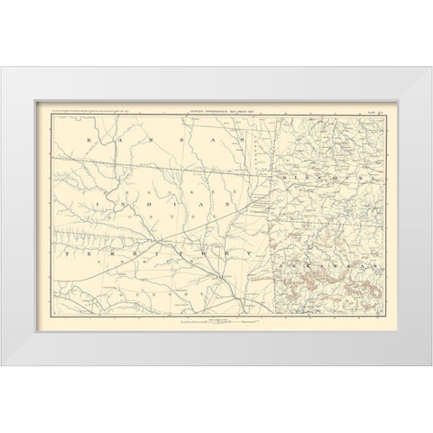 Kansas Indian Territory Missouri Arkansas White Modern Wood Framed Art Print by Bien