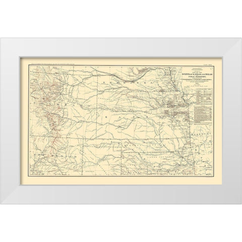 Central United States  - Bien 1895 White Modern Wood Framed Art Print by Bien