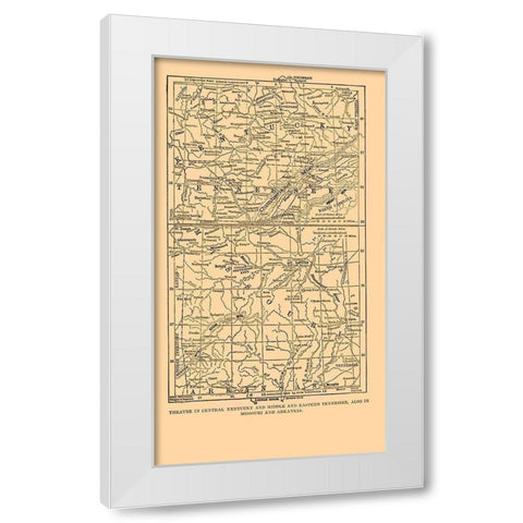 Kentucky Tennessee Missouri Arkansas - Plum 1882 White Modern Wood Framed Art Print by Plum