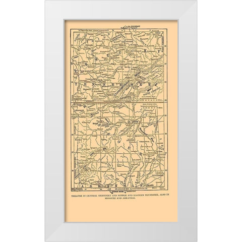 Kentucky Tennessee Missouri Arkansas - Plum 1882 White Modern Wood Framed Art Print by Plum