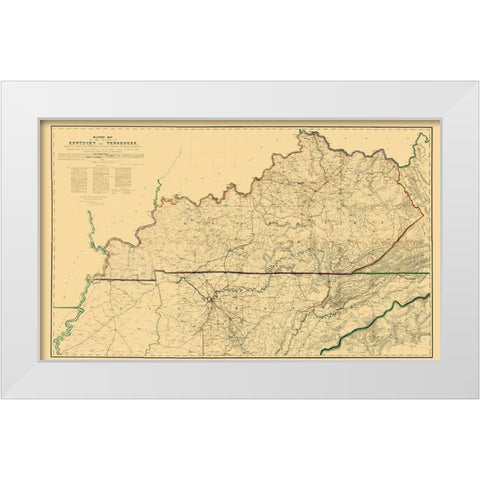 Kentucky Tennessee Military - Swann 1865 White Modern Wood Framed Art Print by Swann