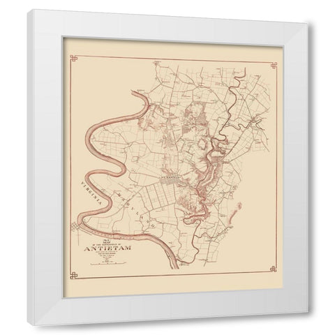 Antietam Battlefield  - Stearns 1894 White Modern Wood Framed Art Print by Stearns