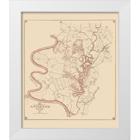 Antietam Battlefield  - Stearns 1894 White Modern Wood Framed Art Print by Stearns