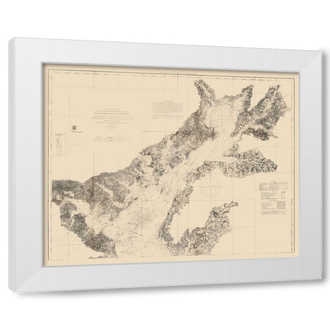 Chesapeake Bay Nautical Chart - 1861 White Modern Wood Framed Art Print by Unknown