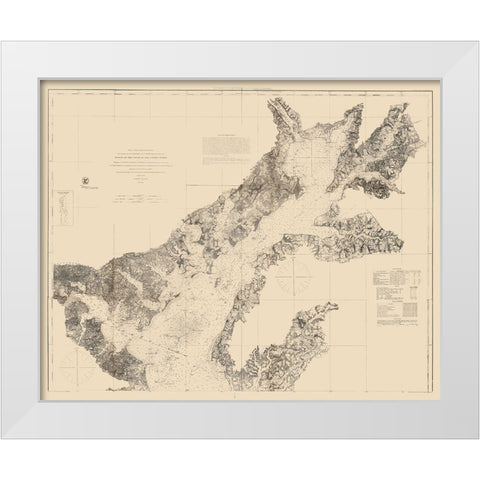 Chesapeake Bay Nautical Chart - 1861 White Modern Wood Framed Art Print by Unknown