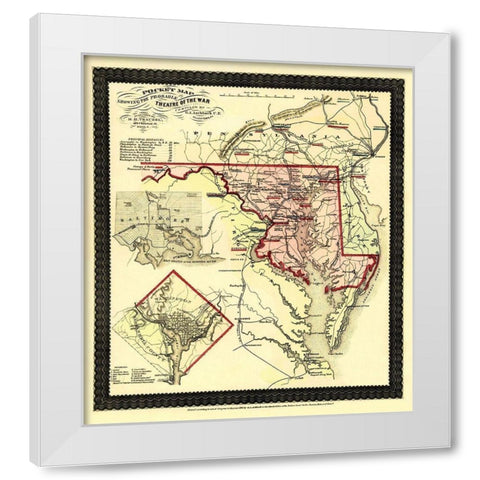 Theatre of War Maryland - Traubel 1861 White Modern Wood Framed Art Print by Traubel