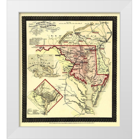 Theatre of War Maryland - Traubel 1861 White Modern Wood Framed Art Print by Traubel