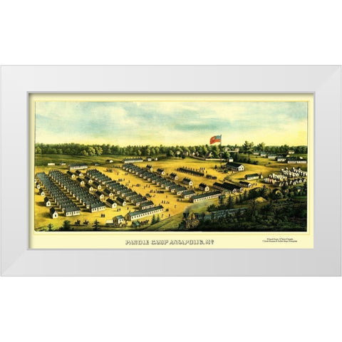 Parole Camp Annapolis Maryland - Sachse 1864 White Modern Wood Framed Art Print by Sachse