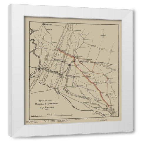 Maryland Campaign - Sheppard 1862 White Modern Wood Framed Art Print by Sheppard