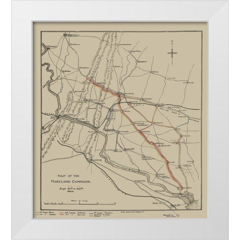 Maryland Campaign - Sheppard 1862 White Modern Wood Framed Art Print by Sheppard