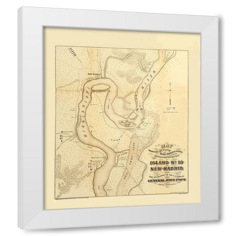 Mississippi River Island Number 10 New Madrid White Modern Wood Framed Art Print by Hoelcke