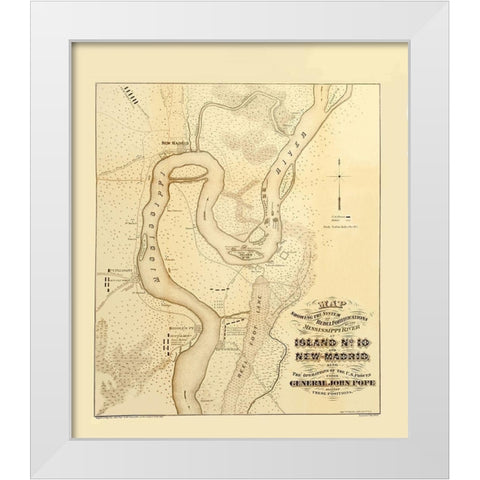 Mississippi River Island Number 10 New Madrid White Modern Wood Framed Art Print by Hoelcke