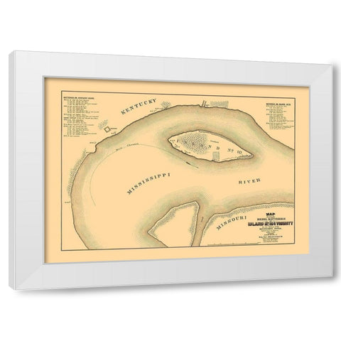 Rebel Batteries Island Number 10 and Vicinity White Modern Wood Framed Art Print by Cullum