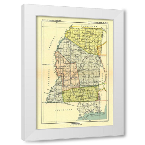 Mississippi - Hoen 1896 White Modern Wood Framed Art Print by Hoen