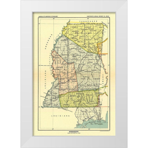 Mississippi - Hoen 1896 White Modern Wood Framed Art Print by Hoen