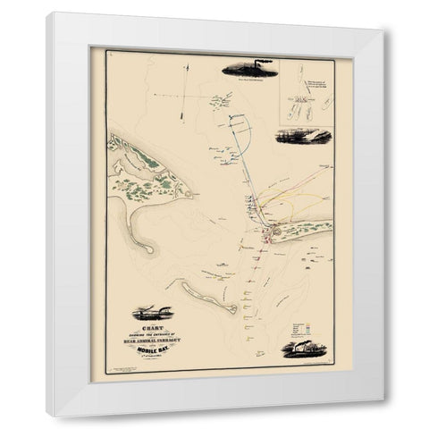 Entrance Admiral Farragut Into Mobile Bay White Modern Wood Framed Art Print by Weir