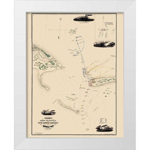 Entrance Admiral Farragut Into Mobile Bay White Modern Wood Framed Art Print by Weir