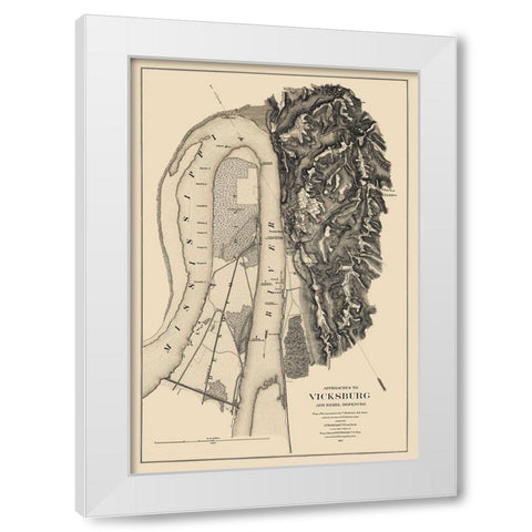 Vicksburg Approaches Rebel Defences - Bache 1863 White Modern Wood Framed Art Print by Bache