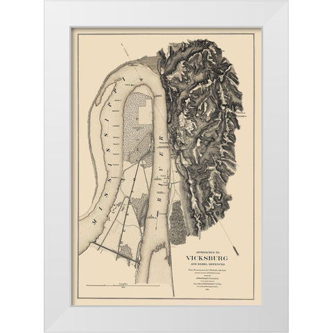 Vicksburg Approaches Rebel Defences - Bache 1863 White Modern Wood Framed Art Print by Bache
