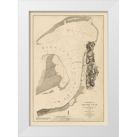 Approaches to Grand Gulf Mississippi - Bache 1864 White Modern Wood Framed Art Print by Bache