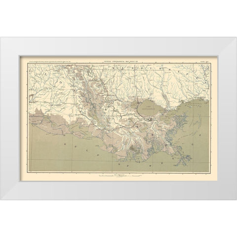Mississippi Delta Region - Bien 1895 White Modern Wood Framed Art Print by Bien
